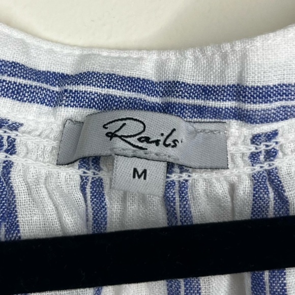 RAILS Alena Summer Lagenlook Buttondown Blouse Top in Villa Stripe - Picture 6 of 9